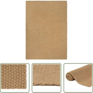 The Living Store Jute tapijt - 120 x 180 cm - Natuurlijk jutetint - 2x2 breipatroon - 2.200 g/m²