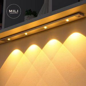 Mili Essentials LED Kastverlichting met Bewegingssensor - Nachtlampje met Bewegingssensor - Onderbouwverlichting - USB-C Oplaadbaar - Ultra Dun & Dimbaar - 50cm - Zwart