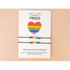 Pride - armbanden set - regenboog - duo - kralenarmband - setje van 2 stuks - Gift - LGBTQ - Gaypride - love is love wish - Equality - Diversity