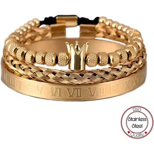 Soraro Roman Kroon Armbanden | Gouden Armbanden | Armband Mannen | Armband Heren | Cadeau voor Man | Mannen Cadeautjes | Vaderdag | Vaderdag Cadeau