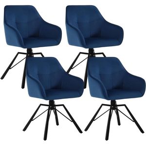 Rootz Draaibare Eetkamerstoel - Draaistoel - Fluwelen gestoffeerde stoel - Comfortabele brede zitting - Ergonomische ondersteuning - Robuust en stabiel - 58,5 cm x 82,5 cm x 54,5 cm