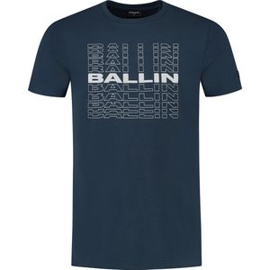 Ballin Amsterdam - Heren Slim fit T-shirts Crewneck SS - Navy - Maat M