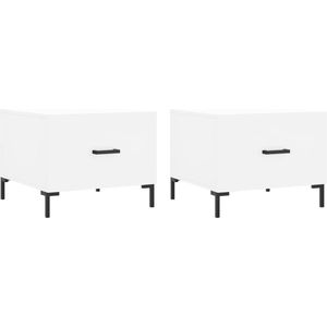 vidaXL Salontafels - Set van 2 - Bewerkt hout - Wit Salontafel - Houten Salontafel - Wit Salontafel - Salontafeltje - Bijzettafel