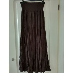 Dames maxi rok Alicia effen donkerbruin maat M/L