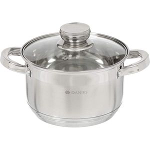Standaard roestvrijstalen kookpans-spastaatpan met glazen deksels-s18 cm 2,9 liters-svleespan soeppan braadpans-szilver