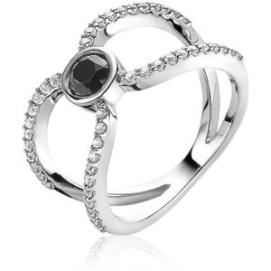 ZINZI zilveren multi-look ring zwarte witte zirconia ZIR1947