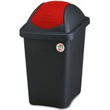 YILTEX – Bascula – Vuilnisbak / Vuilnisbak Afvalscheiding / Afvalscheiding / Prullenbak Afvalscheiding / Prullenmand – Rood Met Zwart– 60l