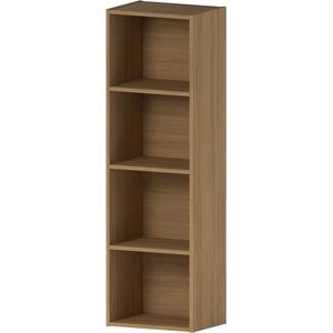 Titel: Boekenkast met 4 niveaus kubusvormig Eikenhout houten plank voor kantoor woonkamermeubels - Oxford