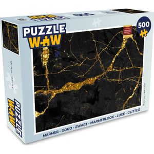 Puzzel Marmer - Goud - Zwart - Marmerlook - Luxe - Glitter - Legpuzzel - Puzzel 500 stukjes