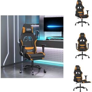 vidaXL Gamestoel - Ergonomisch - Massagefunctie - Verstelbare rugleuning - Stabiel frame - Zwart/oranje - 66x58x(120-130)cm - Bureaustoel