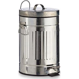 Vuilnisbak/pedaalemmer zilver 7 liter 34 cm metaal - Afvalemmers - Prullenbakken