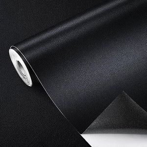 Zelfklevende kunstleren patches, 40 x 300 cm, zwart, lederen patches, lederlook, folie, decoratieve folie, meubelfolie, behang, lederreparatie, bekleding voor kast, leren tas, autostoel, bank