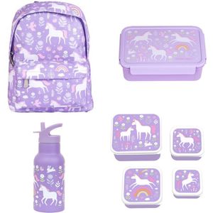 BEAU by Bo A Little Lovely Company Back to school set - Rugzak/Drinkfles RVS/Snackdozen/Bentobox - Unicorn Dreams