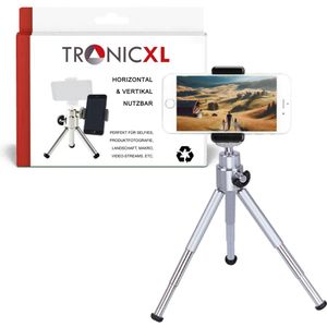 TronicXL Tripod 10S + adapter geschikt voor uw Smartphone - tafel statief, camerastatief geschikt voor Apple iPhone, Samsung Galaxy, Huawei ZTE, LG, Nokia, Cubot enz meer – universeel 6-9cm