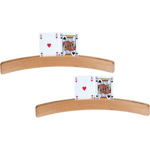6x Speelkaartenhouders / kaartenstandaarden - hout - 3,5 x 8,5 x 46,0 cm - Kaarthouders - Standaarden
