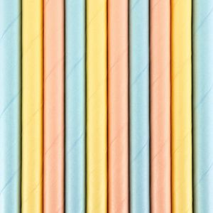 Partydeco Drinkrietjes - papier - 30x - multi kleuren pastel - 19,5 cm - rietjes