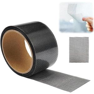 Vliegengaas reparatietape 5 cm x 5 m - Zelfklevend glasvezelreparatietape - Zwart - Reparatieset - Muggennet reparatieband .