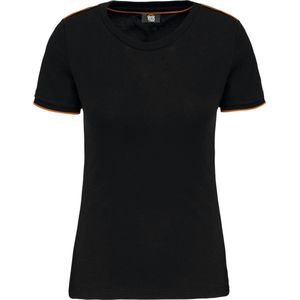 WK. Designed To Work Dames-t-shirt Day To Day korte mouwen WK3021 - Black / Orange - L