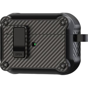 Mobigear Hoesje geschikt voor Apple AirPods Pro 1 Hardcase Hoesje | Mobigear Racing Clip - Zwart