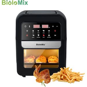 Biolomix - 7L - Airfryers - 8 in 1 - Multifunctionele Elektrische Oven - 1400 Watt - Led Touchscreen - Met Venster - Air Fryer - RVS