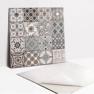 Tulup PVC Tegels - Decoratieve Tegels Vinyl Tegels - 30 cm x 30 cm - Grijs Vinyl Vloer Tegels - 9 stuks - Vintage Plaktegels - Zelfklevende Vinyl Tegels - Plaktegels keuken en Badkamer
