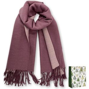 Geweo Moederdag Cadeautje - Sjaal Dames Winter - Langwerpige Kasjmier Sjaal - Verjaardagscadeau - Kerstcadeau - Bruiloft Sjaal -200*70 - Dubbelzijdige Roze en Grijs