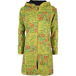 Dames Vest van Katoen met Polyester Fleece voering en vaste capuchon - SHAKALOHA - W Petunia Long Lined LimeCircle 3XL.