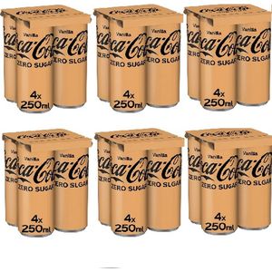 Coca-Cola Cola vanilla zero 25 cl per blik, tray 24 blikken