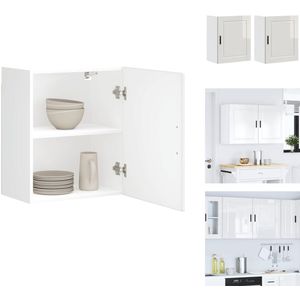 vidaXL Keuken Wandkast - Keuken Wandkasten - Keuken Wandmeubel - Gemonteerde Wandkast - Keukenwandkasten 2 st Porto bewerkt hout hoogglans wit