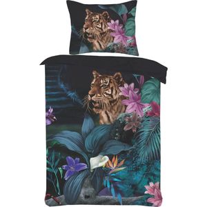 Eenpersoons Jungle Tiger dekbedovertrek set-Ultra soft -microPercal -dekbedhoes- 140x220 cm + 1 kussensloop 60x70 cm-Multi