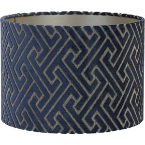 Light & Living Cilinder Lampenkap Maze - Blauw - Ø40x30cm - voor Tafellampen, Staande lamp, Hanglampen