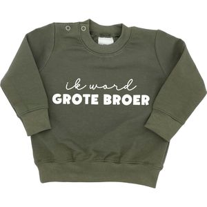 Sweater voor kind - Ik word grote broer - Groen - Maat 98 - Big brother - Familie uitbreiding - Zwangerschap aankondiging