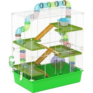 Grote hamsterkooi voor knaagdieren, 5 niveaus, met tunnels, waterbak, speelgoedladders, afmetingen: 59 x 36 x 69 cm (l x b x h)