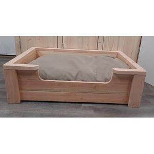 Houten hondenmand Vito van Douglas hout inclusief beige kussen 110x80x30cm