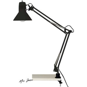 Mrs. Jones Bureauklemlamp zwart metaal 1x A60 E27 40W normale lampen (niet meegeleverd) A++ Extra verlichting Hobbyruimte .