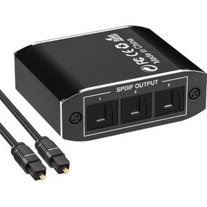 Optische Audio Splitter 1x3 - SPDIF Toslink Verdeler met Glasvezelkabel, Ondersteunt Dolby, DTS, PCM