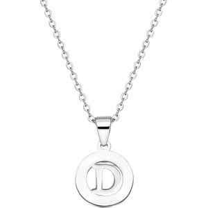 Lucardi Dames Ketting met letter - D - Staal - Ketting - Cadeau - Moederdag - 47 cm - Zilverkleurig