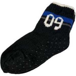 Warme sokken 09 - Huissokken - Grijs / Blauw - Maat 31 / 34