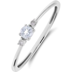Lucardi Dames 14 Karaat witgouden ring diamant 0,175ct - Ring - 14 Karaat Goud - Zilver - 15.50 / 49 mm