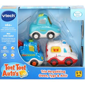 VTechToet Toet Auto's Owen, Tygo & Amir Trio Verpakking - Educatief Babyspeelgoed - Auto Speelgoed Jongens