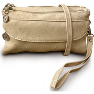 THL Design - Kleine Dames schoudertas - Klein tasje - Clutch - Beige