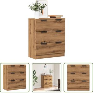 The Living Store Dressoir 60x30x70 cm bewerkt hout artisan eikenkleurig - Dressoir - Salontafel - Houten Dressoir - Vintage Dressoir - Landelijk Dressoir