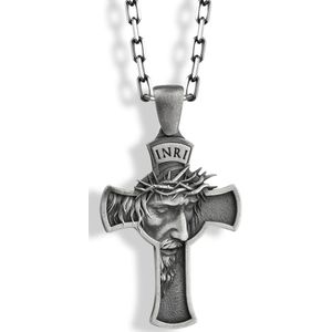 Cross kruisbeeld ketting Oxidized 24 inches