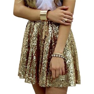 Glitter Rok Goud - Festival - Dames - Feest - Geplooid - Glans