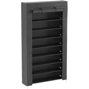 Shoe rack fabric rack 9 levels, shoe cabinet fabric cabinet for approx. 45 pairs of shoes, shoe rack shoe stand with protective cover, shoe organizer, black 160 cm x 90 cm x 30 cm