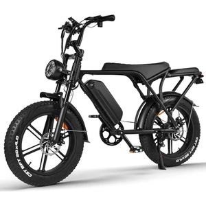 Fatbike V8 - Fatbike – Kick&Move - 2024 model – Hydraulic – 250W Vermogen – Shimano 7 Versnellingen – Achterzitje - Voetsteunen - Black