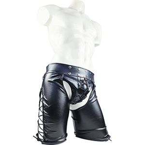 BamBella ® Nep Leer broek - Maat XL - Zwart - BDSM kleding erotische onderbroek heren kleding
