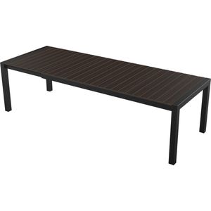 Joan tuintafel 205-275 x 100 cm, met verlenging incl. 1 blad, zwart en bruin.