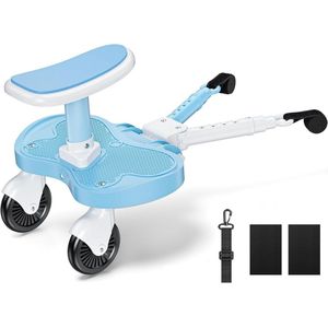 Universele Buggy Board voor Kinderwagens - Treeplank voor Kinderen van 2-6 Jaar - Inclusief Zitting - Babyblauw