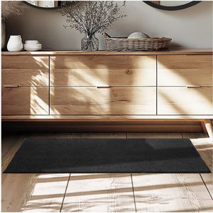 tectake® Kortpolig Vloerkleed - 60 x 110 cm - Zwart - Tapijt voor Woonkamer, Slaapkamer, Eetkamer - Onderhoudsvriendelijk en Wasbaar - Antislip Ondertapijt - Allergievriendelijk - Diverse maten en kleuren